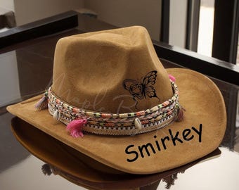 Custom Logo Cowboy Hats, Burnt Cowboy Hats, Vegan Suede Cowboy Hat Blanks, Pyrography Hats, Rancher Hats, Fedora Hats, Wide Brim Hats