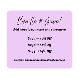 May include: A light purple square with rounded corners displays the text "Bundle & Gave!" in a cursive font. The text "Add more to your cart and save more" is below. The image also shows discount offers for buying multiple items.