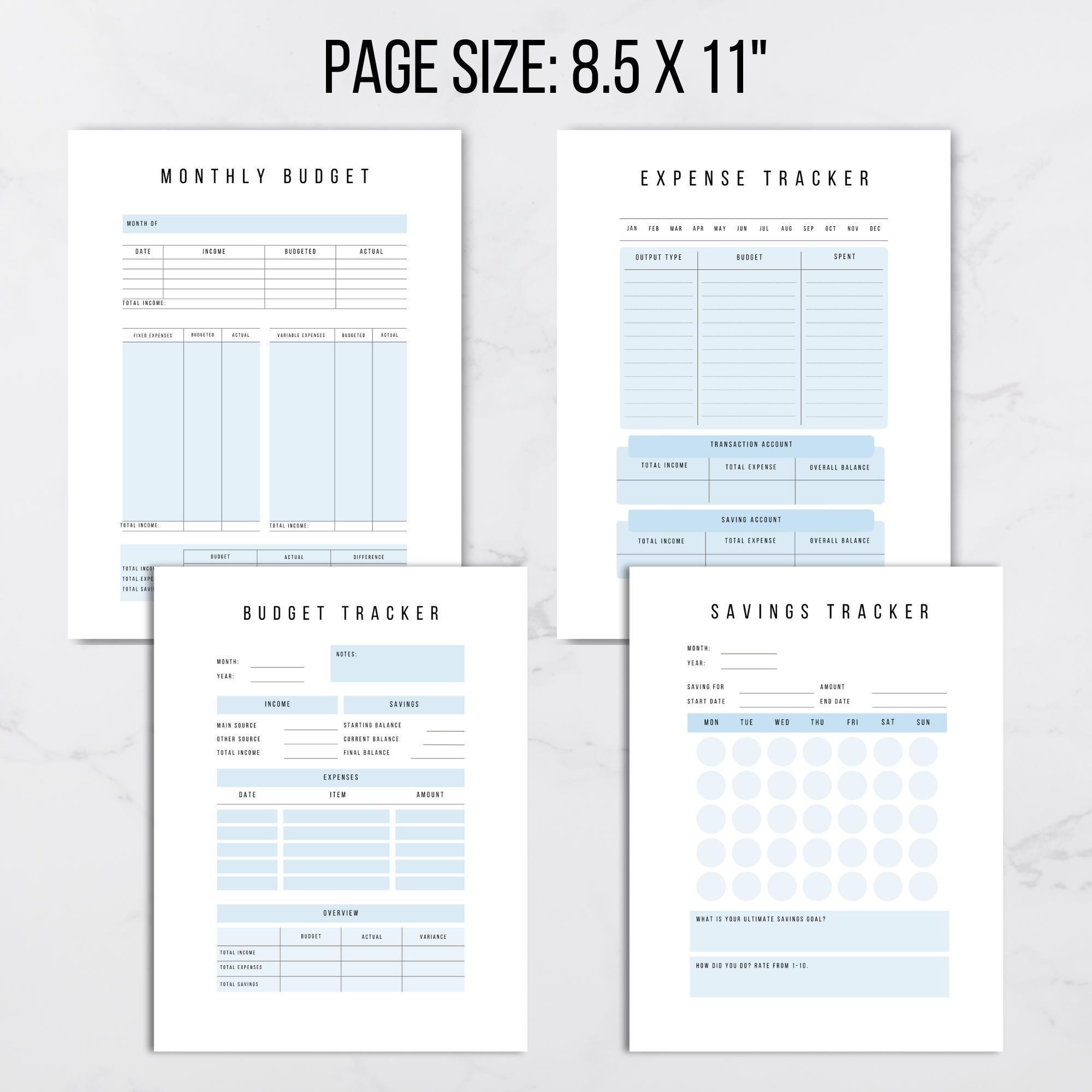 Simple Budget Worksheet Bundle Printable Financial Planner Pages for ...