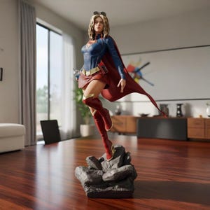 Estatua de heroína voladora / Modelo STL imprimible en 3D (16 piezas) Descarga digital
