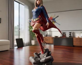 Statue d'héroïne volante | Modèle STL imprimable en 3D (16 pièces) à télécharger