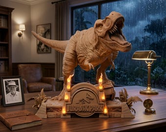 Diorama de Jurassic Park | Modèle imprimable 3D T-Rex | Statue de dinosaure | Téléchargement numérique