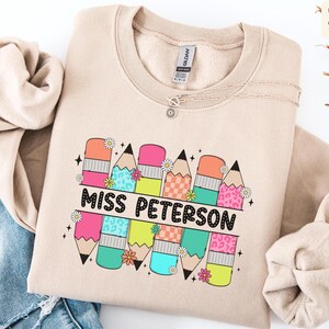 Custom TEACHER Sweatshirt, Teacher Name Shirt, Custom Teacher Shirt, Personalized Teacher Crewneck Sweatshirt, Custom Gift for Teacher