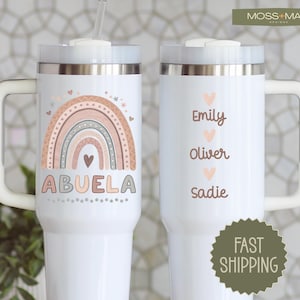 ABUELA Tumbler Grandkids Names, Custom Abuela Tumbler Cups, Christmas Birthday Gift for Abuela from Grandchildren, Personalized Abuela Mug