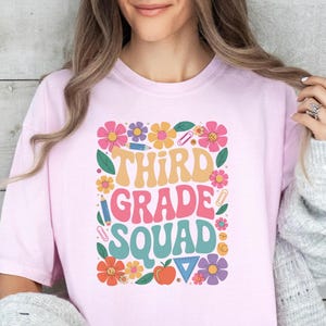 3rd Grade SQUAD Shirt, Comfort Colors Teacher Tee, 3rd Grade Teacher Tshirt, Back to School Third Grade Teacher Team Shirts, 3rd Grade Shirt