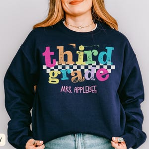 Sweat-shirt personnalisé pour enseignant, chemise personnalisée pour enseignant, cadeau de rentrée des classes pour un groupe d&#39;enseignants, sweat-shirts, t-shirt 3e année, enseignant 3e année