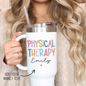 Custom Physical Therapy Tumbler 40oz, Personalized PT Tumbler Cup, PTa Gift, PT Travel Mug, Gift for Physical Therapist, PTA Graduation Gift