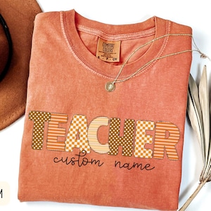 CUSTOM Teacher Shirt, Personalized Comfort Colors Tee, Boho Teacher T Shirt, Back to School Gift for Teacher, Customized Teacher Name Shirt