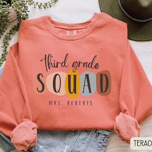 CUSTOM 3rd Grade Squad Teacher Sweatshirt, Back to School Personalized Teacher Team Shirts, Third Grade Teacher Crewneck, 3rd Grade Team