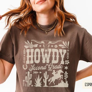 2nd Grade Teacher Shirt, Comfort Colors Tee, Western HOWDY Shirt, Back to School Gift for Teacher Team Shirts, Second Grade Teacher Tshirt
