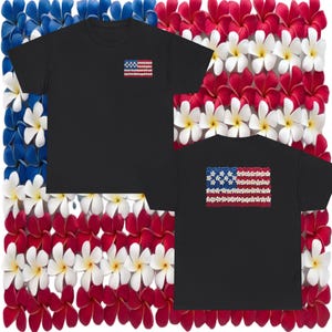 Plumeria American Flag T-Shirt (Front & Back)