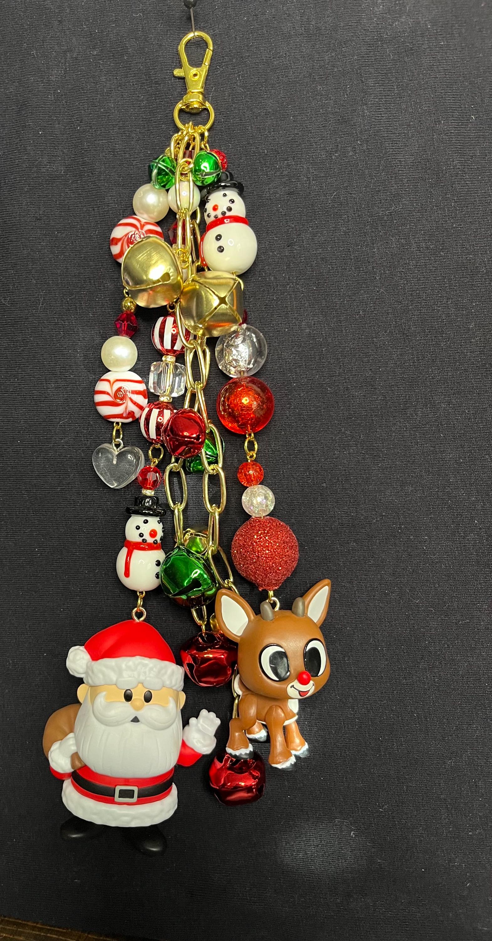 サンタとルドルフのクリスマスバッグチャームキーホルダー - Etsy 日本
