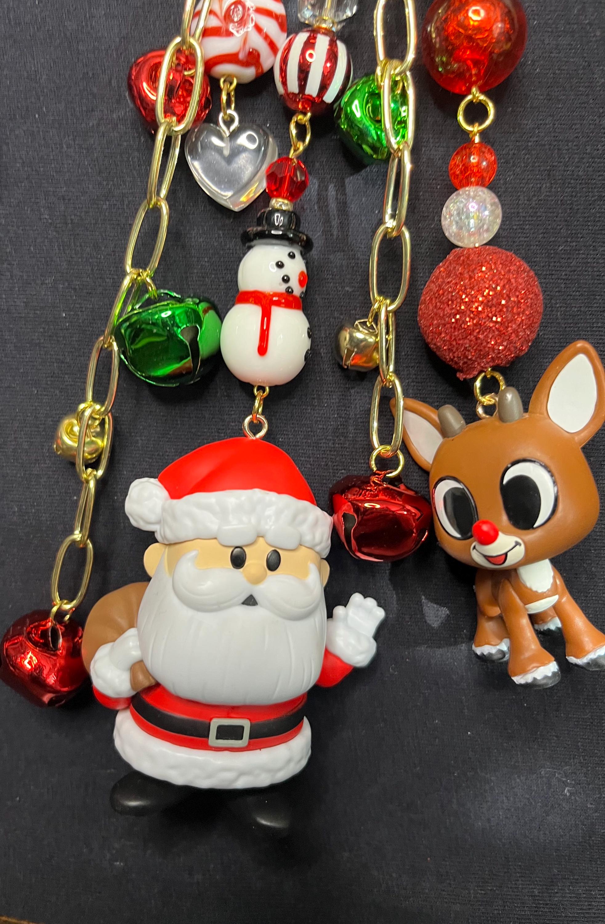 サンタとルドルフのクリスマスバッグチャームキーホルダー - Etsy 日本