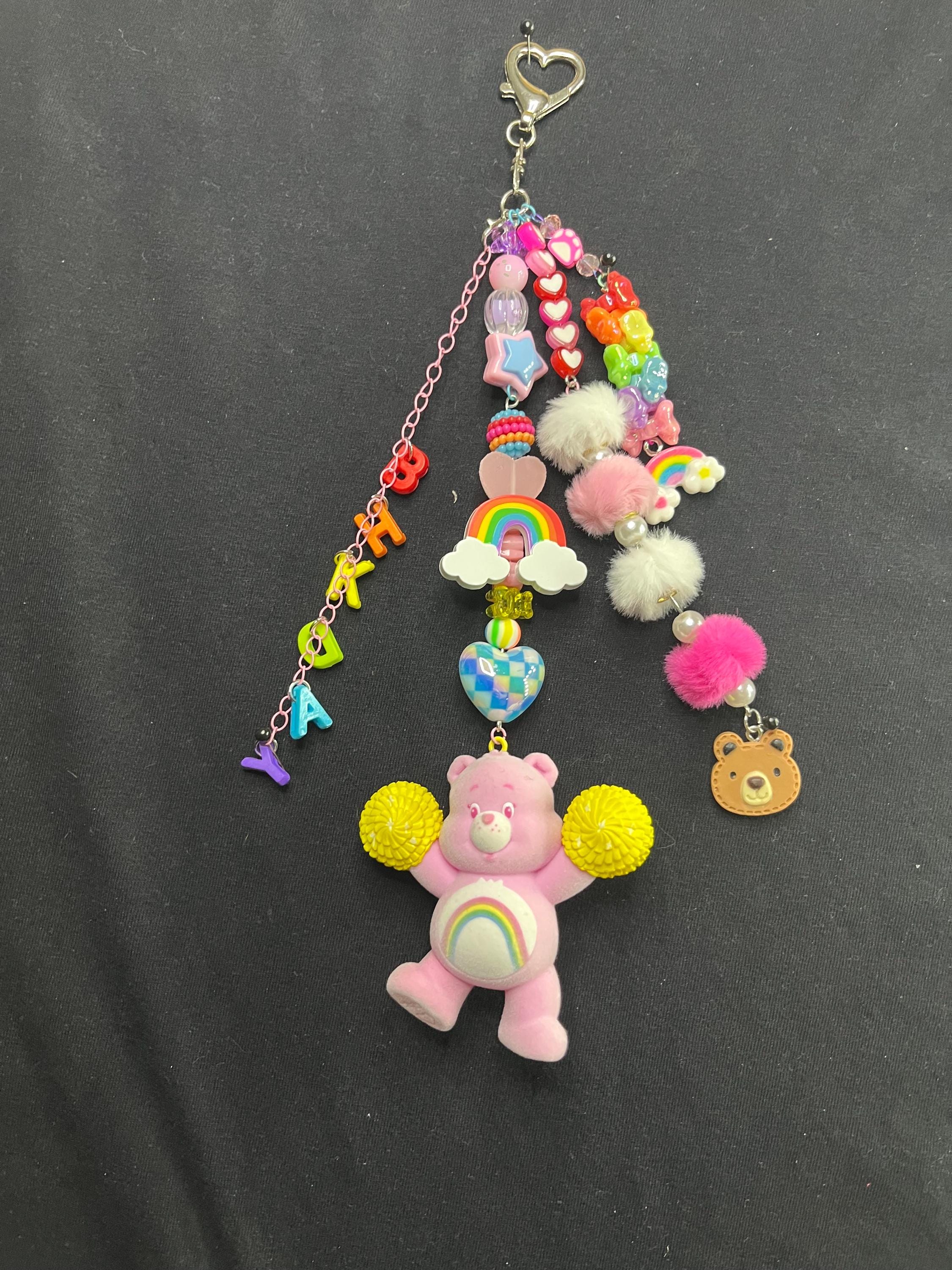 Peluche Porte-clés Care Bears Cheer Bear - Poche Avec Fermeture Zip - Rose - Neuf Avec étiquettes
