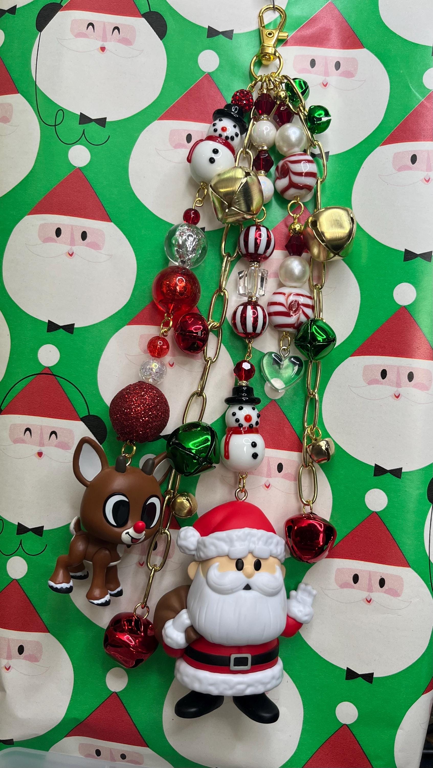 サンタとルドルフのクリスマスバッグチャームキーホルダー - Etsy 日本