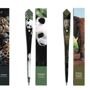 ANIMAUX 2  : Stylo en papier + marque-page éco-responsable fait main et fabriqué en France.