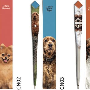 CHIEN  : Stylo en papier + marque-page éco-responsable fait main et fabriqué en France.