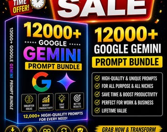 12000+ Google Gemini Prompt Bundle – AI Prompts for Content Creation, SEO, Marketing & Image Generation