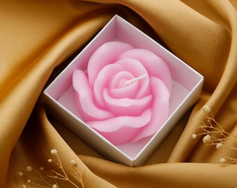 Pink Rose Wedding Candle Favors: Personalized Bridal Shower Gifts