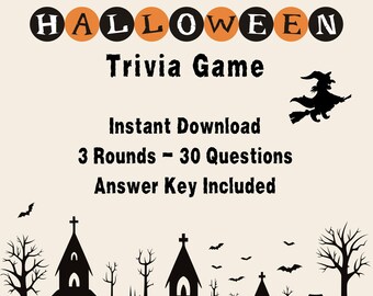 Spooky Halloween Trivia Game – 30 Questions, Printable Party Quiz (PDF)