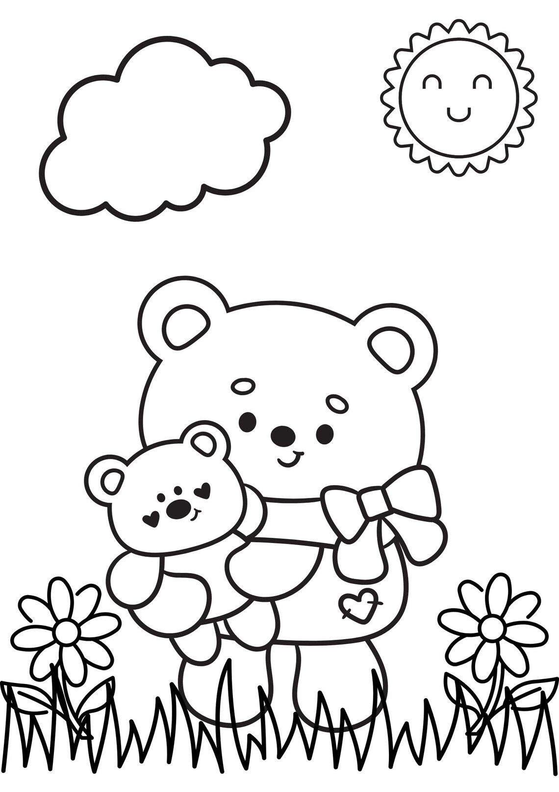 Teddy bear colouring sheets printable for kids age 2 etsy