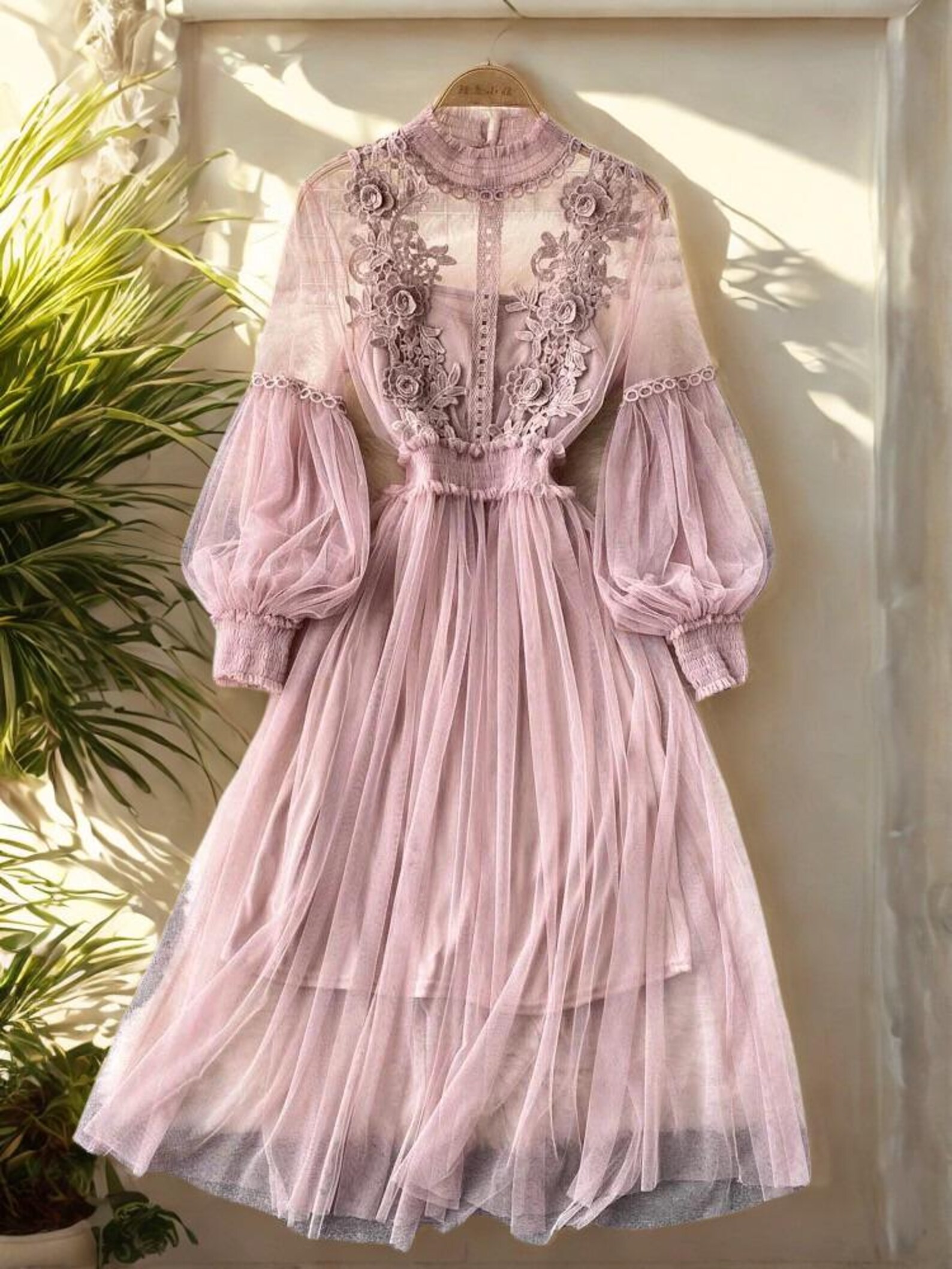 3D Floral Galvan-Trim Bandage Midi Dress main image 1