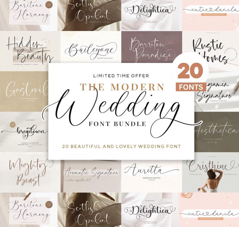 Wedding Font Bundle Elegant Handwritten Script Font Calligraphy Fonts ...