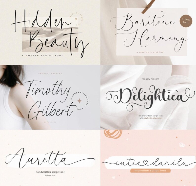 Wedding Font Bundle Elegant Handwritten Script Font Calligraphy Fonts ...