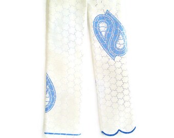 Small White Blue African Head Scarf, White African Head Wrap, African Headwrap, African Hair Wrap, Ethnic Head Scarf