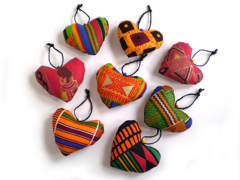African Ornaments African Heart Ornaments African Print Etsy