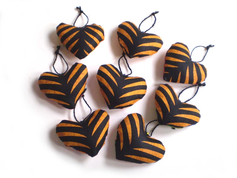 African Print Hearts African Ornaments African Decor African Heart Ornaments Ethnic Hearts African Fabric Ornaments African Ornaments