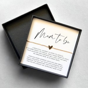 Pulseira de presente para futura mamãe, presente para nova mamãe, joias para nova mamãe, pulseira de coração banhada a ouro, presente para nova gravidez, presentes para chá de bebê