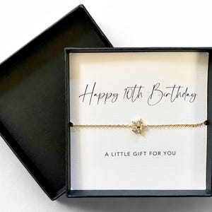 10e anniversaire, bracelet d'anniversaire plaqué or 14 carats, 10e anniversaire de fleurs, cadeau de joyeux anniversaire, petit cadeau, bracelet plaqué or