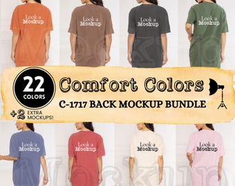 Comfort Colors 1717 Back Mockup Bundle, C1717 Oversized T Shirt Mockups, Real Model Mockup Pack,  Dual Split View, Print on Back Tshirt Mock