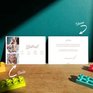 Annuncio di nascita - Personalizzato, busta Kraft e adesivi inclusi - Idea ecologica