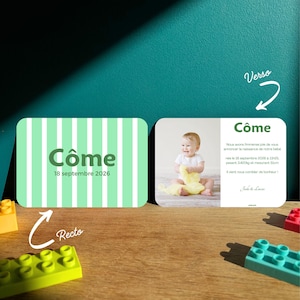 Birth Announcement - Personalized, Kraft Envelope and Stickers Included - Eco-Friendly Idea