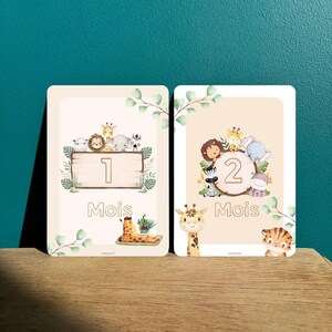 12 Cartes étapes bébé Jungle | Thème animaux, croissance bébé
