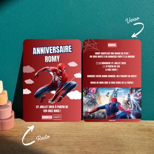 Invitation Anniversaire Thème Spiderman - Personnalisé, Enveloppe Kraft et Stickers Inclus – Idée Éco-responsable