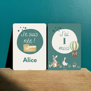 16 Cartes étapes bébé Forêt Jungle | Thème Forêt douceur, croissance bébé