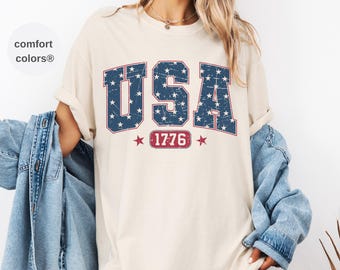 Comfort Colors USA Shirt, Vintage 1776 Patriotic Tee