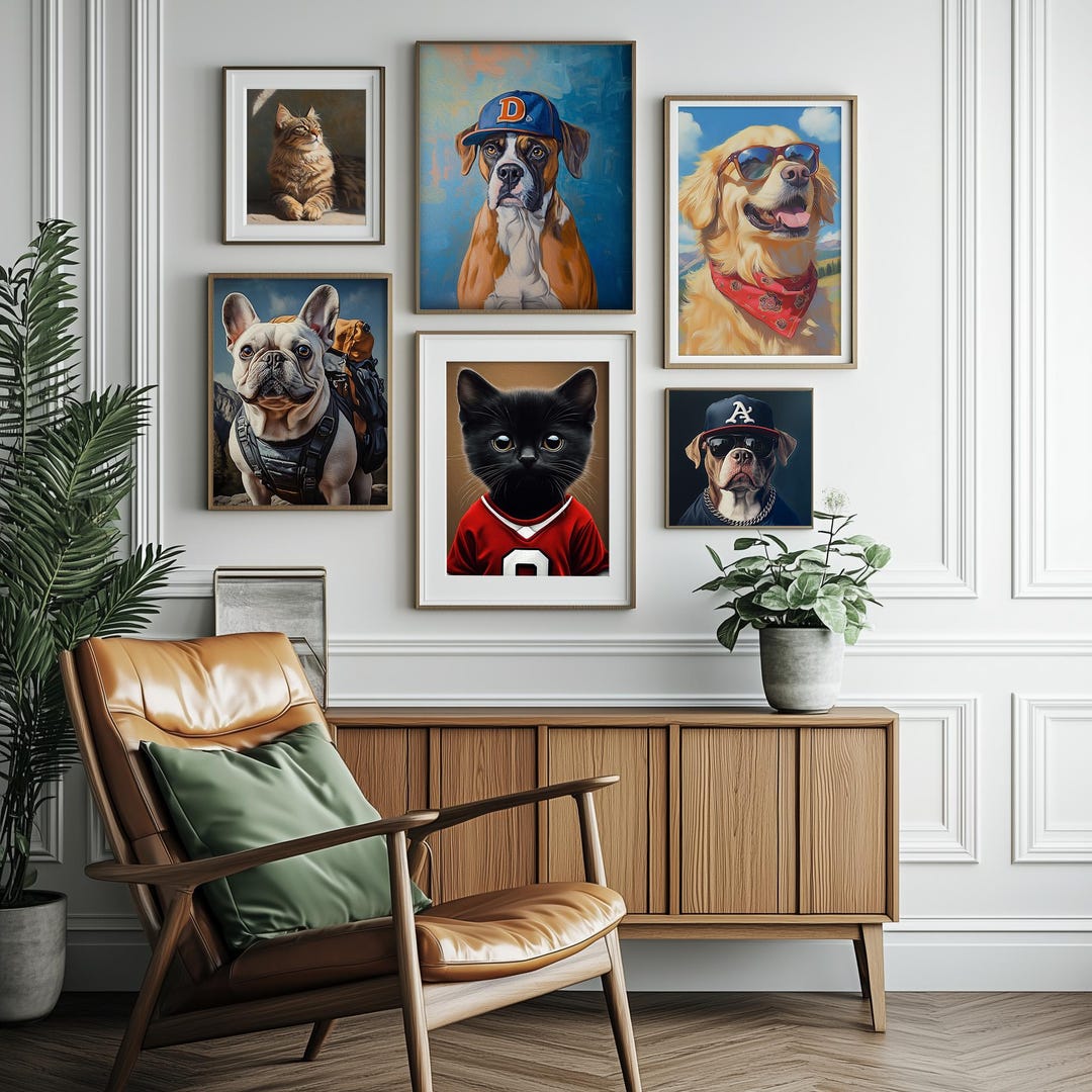 Custom Pet Portrait Painting Canvas - Personalized Dog & Cat Portrait ...