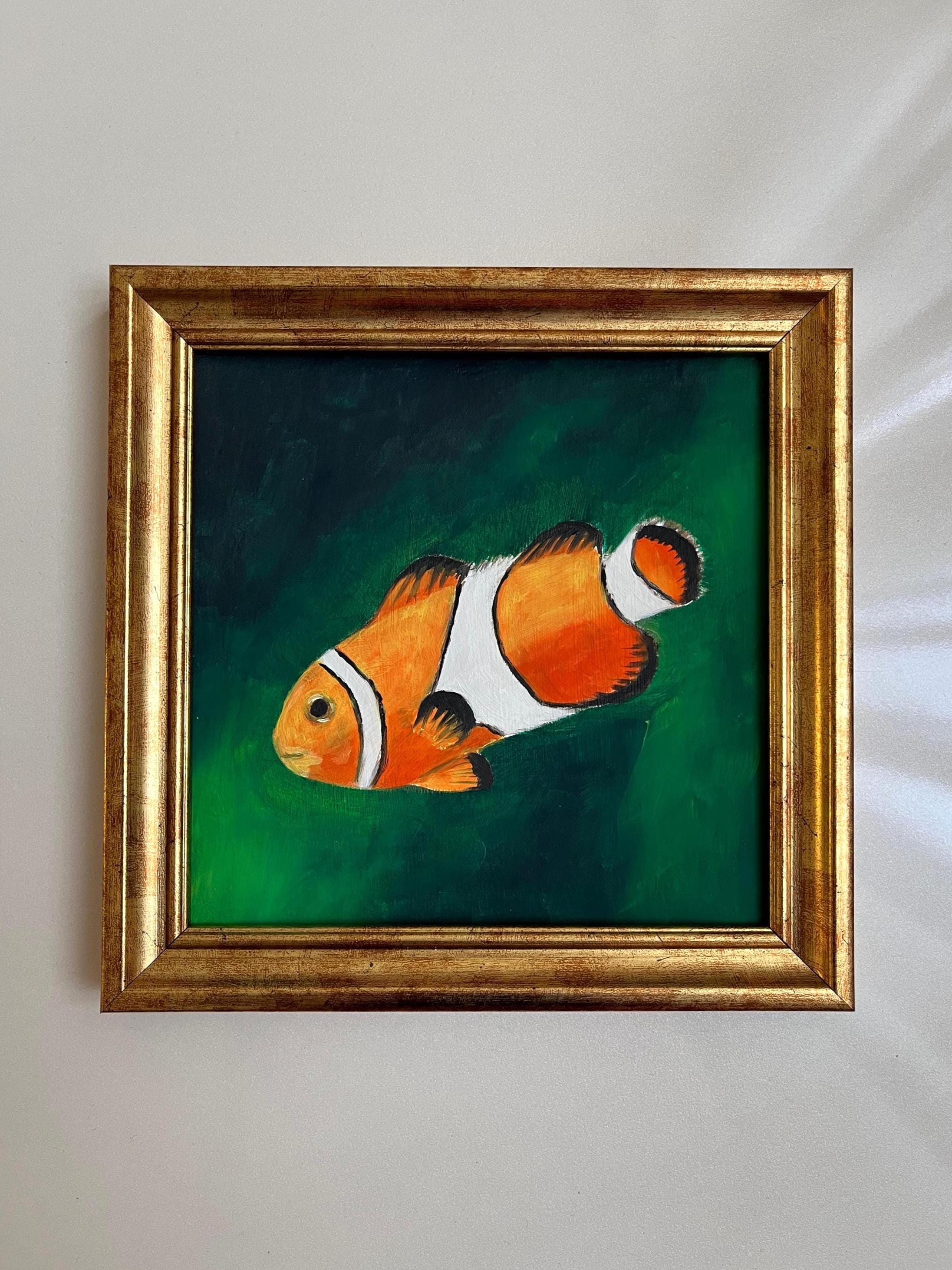 カクレクマノミの油絵 | 海洋生物のウォールアート（額入り・額なし 