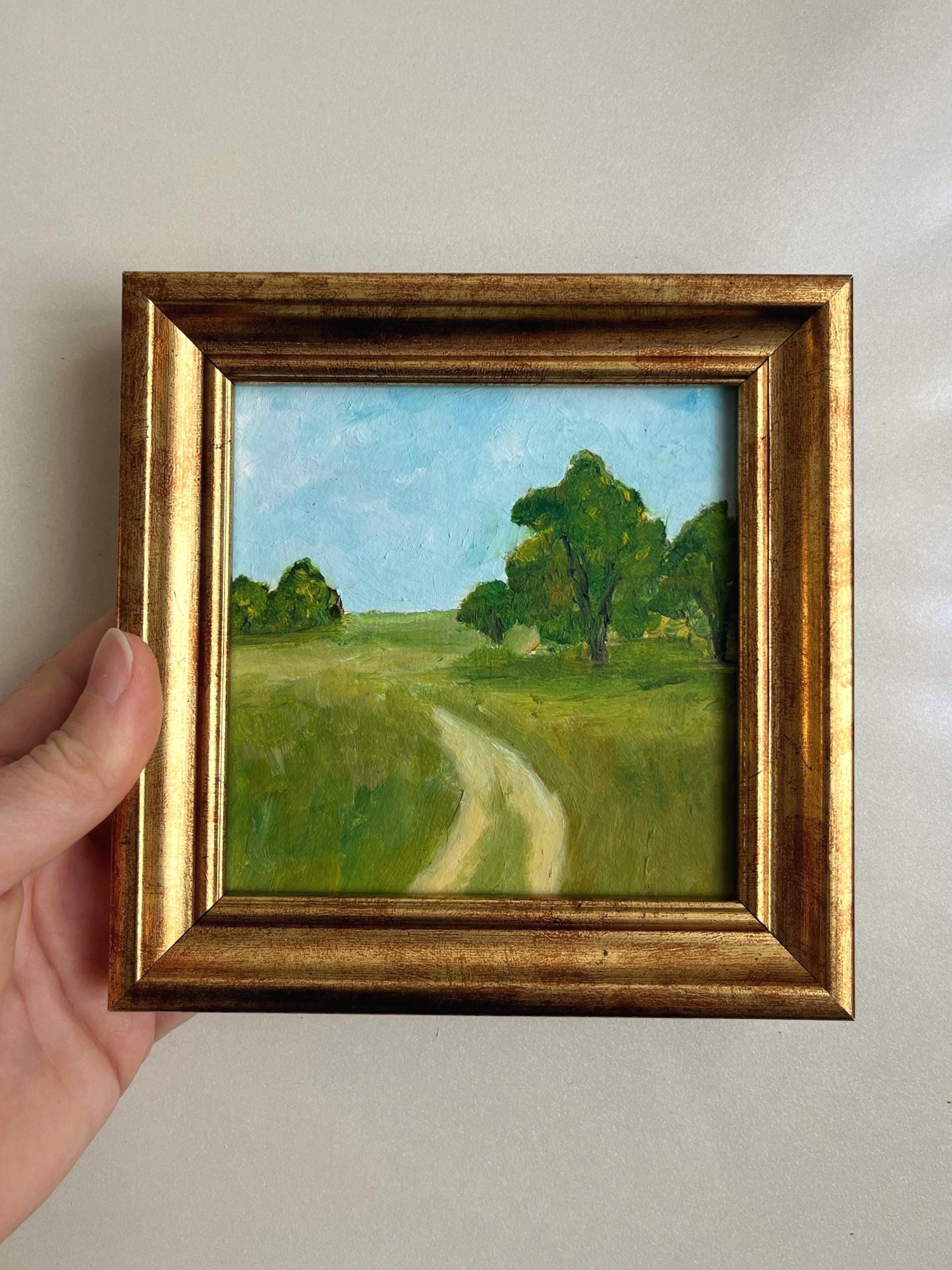 Green Path Oil Painting | Small Gold Framed Landscape Art - Etsy 日本