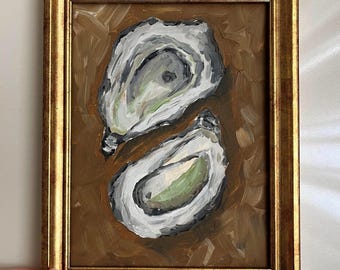 Oyster Shell Oil Painting | Coastal Wall Art, Framed or Unframed