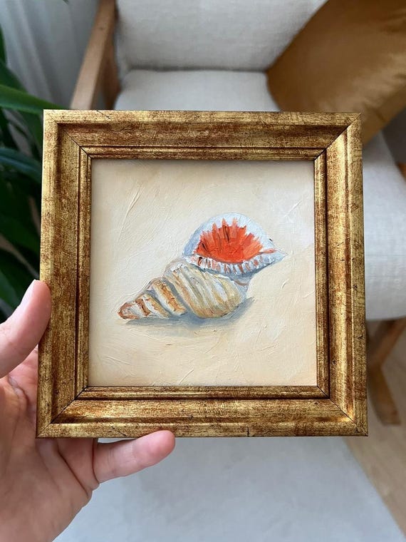 オランダの花の静物画 静物画 花と貝殻 ゴールドフレーム