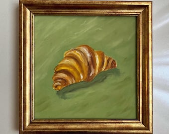 Croissant Oil Painting | Kitchen Food Art, Framed or Unframed