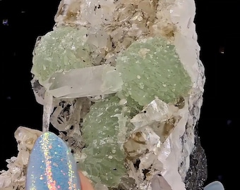 Goboboseb Quartz with Seafoam Green Prehnite Clusters | Namibia Mineral Specimen