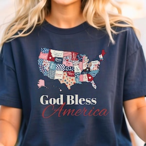 Gott segne Amerika T-Shirt, Unisex T-Shirt für Vaterländische Ereignisse, 4. Juli, Gedenktag, Schicke Sommerkleidung, Lässige Mode, Biblische Verse Tee