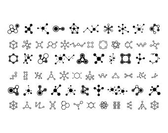 Molecule Icons Set: Science Chemistry Symbols (SVG, EPS, AI)