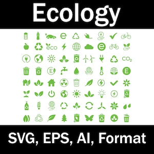 Green Energy Icons: Eco Ecology Vector SVG EPS AI Files